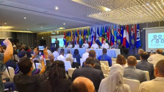 El presidente cubano Miguel Díaz-Canel Bermúdez, encabeza este encuentro en el que toman parte representaciones de los 25 países miembros de la AEC. Foto: Prensa Latina.