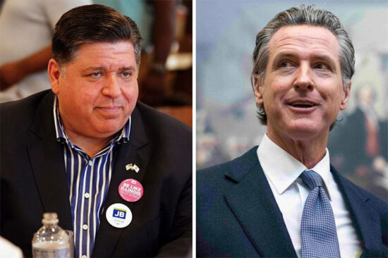 El gobernador de California, Gavin Newsom, y el de Illinois, J.B. Pritzker. Foto: PL.