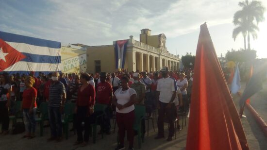 Vista parcial del acto efectuado en Trinidad por el aniversario 69 de la Gesta del Moncada. Fotos: Equipo de reporteros de Radio Trinidad.