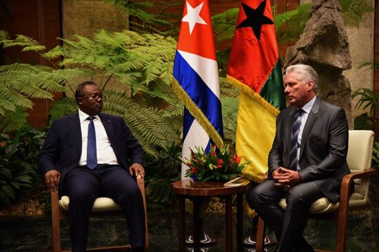 Díaz-Canel recibió a su par de Guinea Bissau, Umaro Sissoco Embalo. Foto: @PresidenciaCuba.