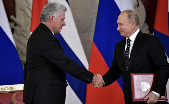 El presidente de Rusia, Vladímir Putin, y su homólogo cubano, Miguel Díaz-Canel. Foto: Archivo/Kremlin.