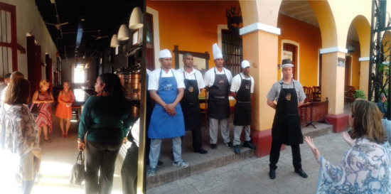 La emblemática Factoría Santa Ana, un centro polifuncional, en la antigua Cárcel Real de Trinidad, también se incluyó en este recorrido de intercambio con trabajadores y directivos de Trinidad.