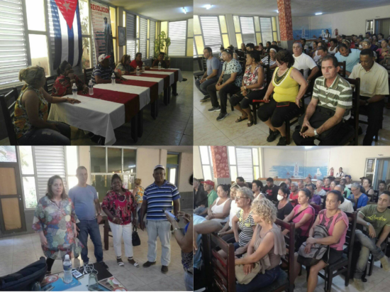 Encuentro con trabajadores del Comercio, la Gastronomía y los Servicios, de Trinidad.