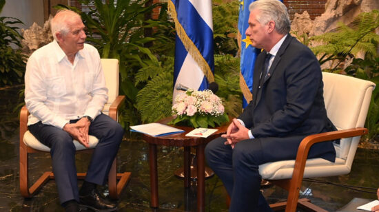 El Presidente de la República Miguel Díaz-Danel Bermúdez recibe en el Palacio de la Revolución al Alto Representante de la Unión Europea (UE) para Asuntos Exteriores y Política de Seguridad Joseph Borrell Fontelles. Foto: @DiazCanelB.