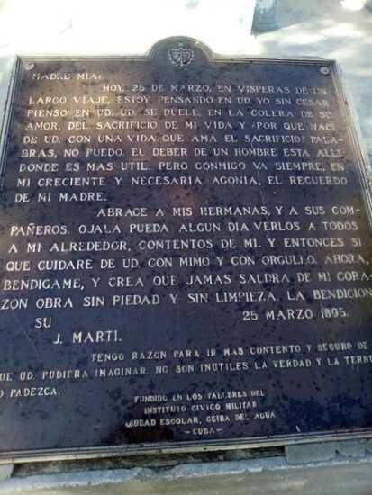 Detalles de la carta de José Martí a su madre.
