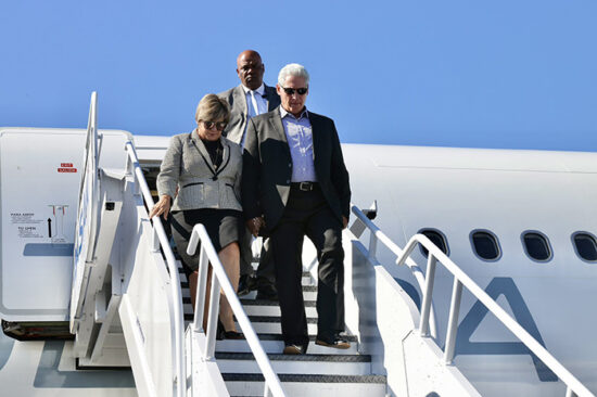 El Primer Secretario del Comité Central del Partido Comunista y Presidente de la República de Cuba, Miguel Díaz-Canel Bermúdez a su arribo a Nueva York.