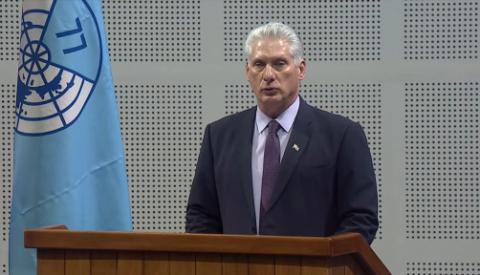 Miguel Díaz-Canel en la inauguración de la Cumbre del Grupo de los 77 y China. Foto: CubaMinrex.