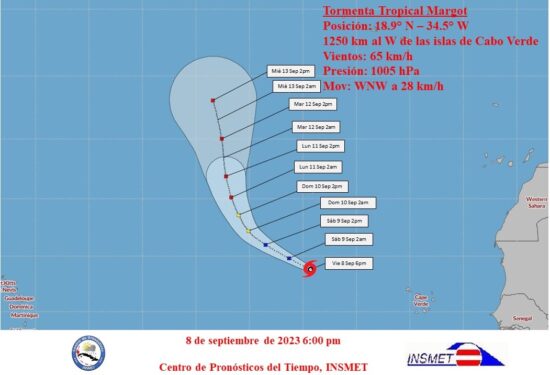 Tormenta tropical Margot. Foto: Instituto de Meteorología de Cuba.