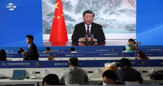 Xi Jinping durante la Cumbre Mundial de Comercio de Servicios, evento que forma parte de la Feria Internacional de Comercio de Servicios (Ciftis). Foto: Prensa Latina.