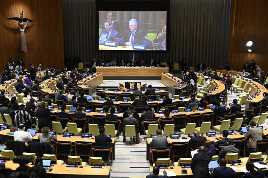 Presidente de la República de Cuba, Miguel Díaz-Canel Bermúdez, en la Reunión Ministerial del G77, en Naciones Unidas. Foto: ACN.